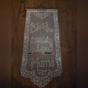 Lace Wall Hanging with Bless This Home Design Cottagecore
